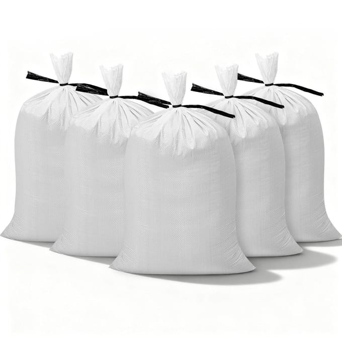 Lege Zandzakken, 100 Stuks 40 x 66 cm, Heavy Duty Zandzakken met Bindbanden, 22,6 kg Capaciteit Geweven Polypropyleen Zandzakken, Scheurbestendig &