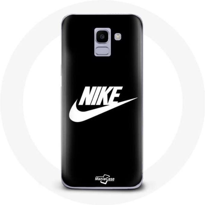 Coque pour Samsung Galaxy A8 2018 Nike Logo blanc fond Noir