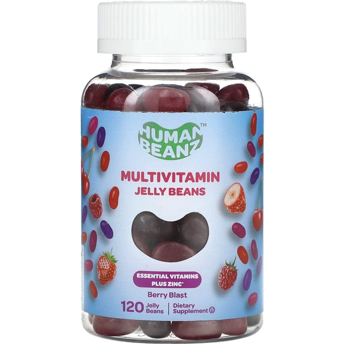 Human Beanz, Bonbon Gélifié Multivitaminé, Explosion de Baies, 120 Bonbons Gélifiés