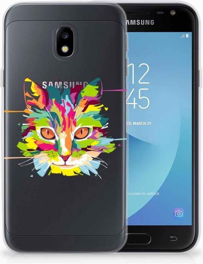 Samsung Galaxy J3 2017 Telefoonhoesje met Naam Cat Color