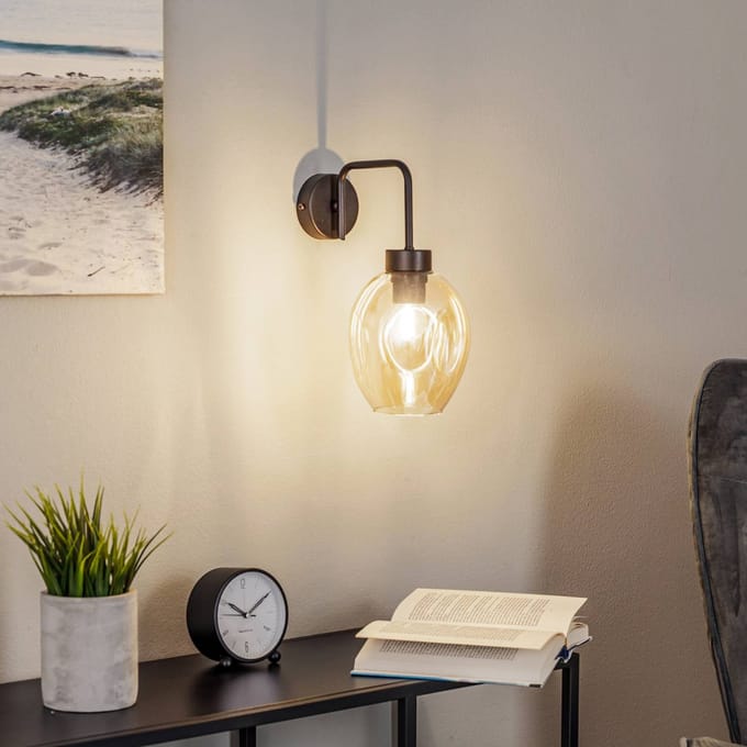 EMIBIG LIGHTING Wandlamp Lukka, 1-lamp, zwart/amber