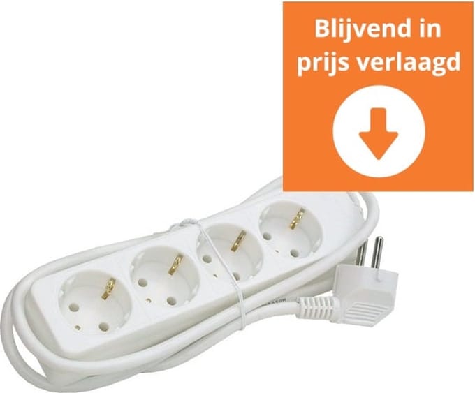 tafelcontactdoos met snoer 1.5m 4-VOUDIG WIT