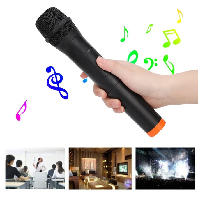 Microphone VHF sans fil professionnel portatif en plastique ABS noir Réception USB