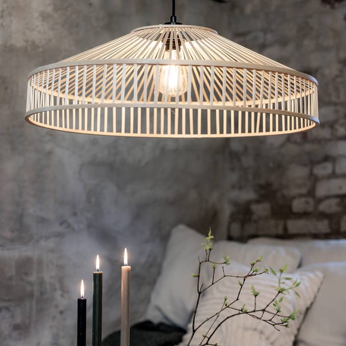 Markslöjd Hanglamp Tapa, stekker, naturel, bamboe, Ø 70 cm