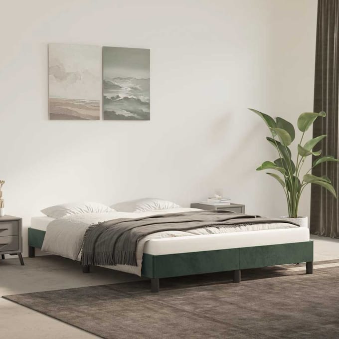 vidaXL - Bedframe - zonder - matras - 140x200 - cm - fluweel - donkergroen