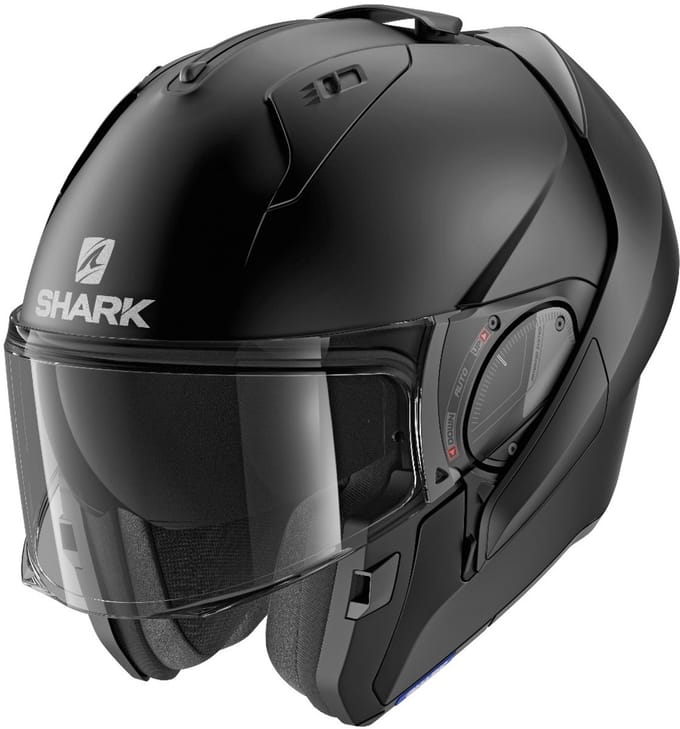 SHARK EVO ES BLANK Motorhelm Systeemhelm MAT Zwart Mat - Maat XS