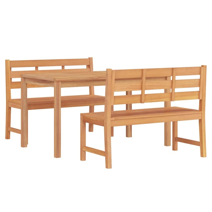vidaXL - 3-delige - Tuinset - massief - teakhout