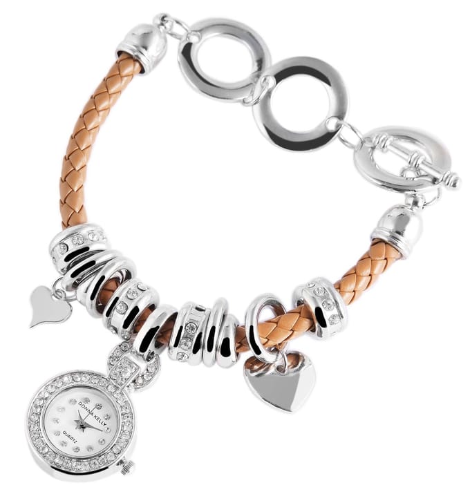 DONNA KELLY Dameshorloge imitatieleer Crystal-Besatz