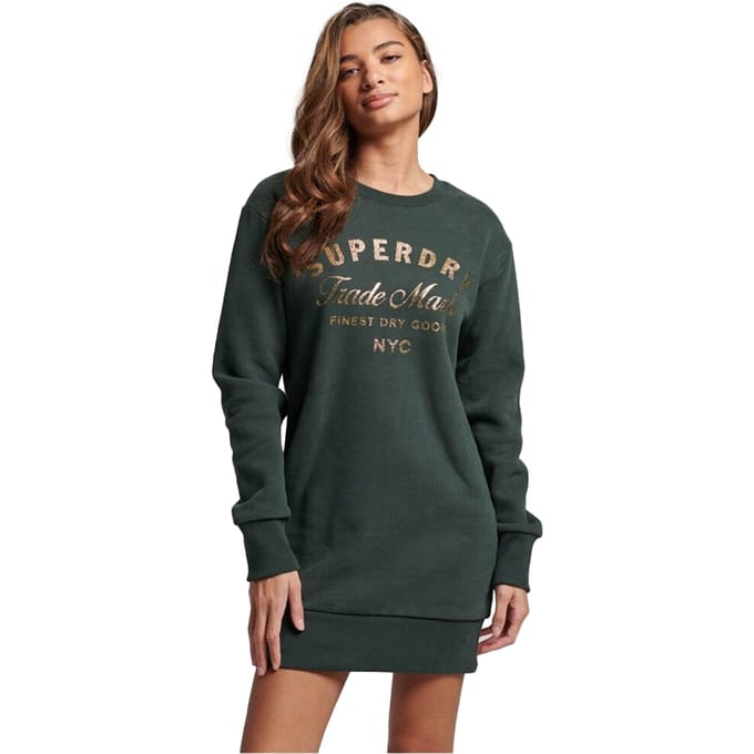 Superdry - Luxe jersey jurk met metallic logo - Dames - Jurken