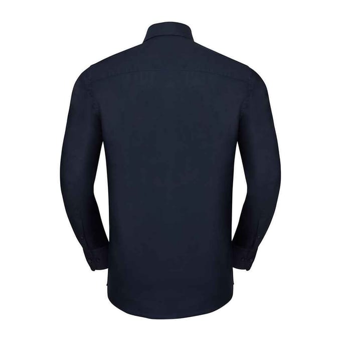 Russell Collection Heren Oxford Getailleerd Formeel Overhemd Met Lange Mouwen (Heldere marine)