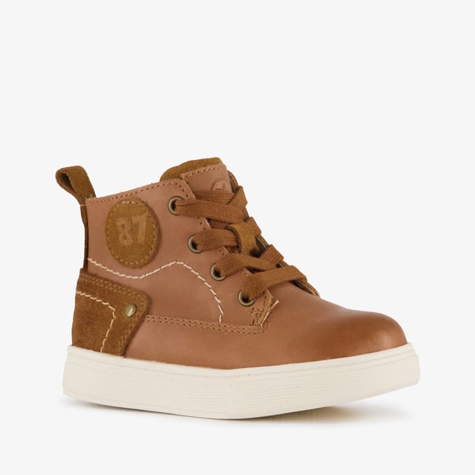 Stap leren jongens veterboots cognac bruin - Maat 20