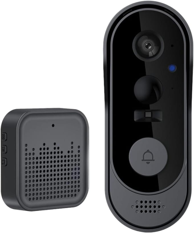 Videodeurbel - Slimme Camera - Huisbeveiliging - Tweeweg Gesprek - 16.4 cm - Zwart