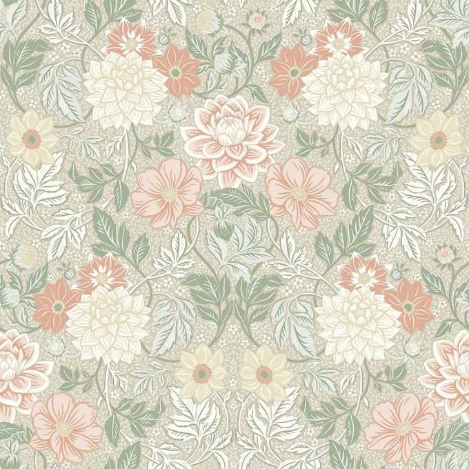 Boråstapeter Vliesbehang 7665 - Falsterbo III - Botanisch Beige - 53cm x 10.05m
