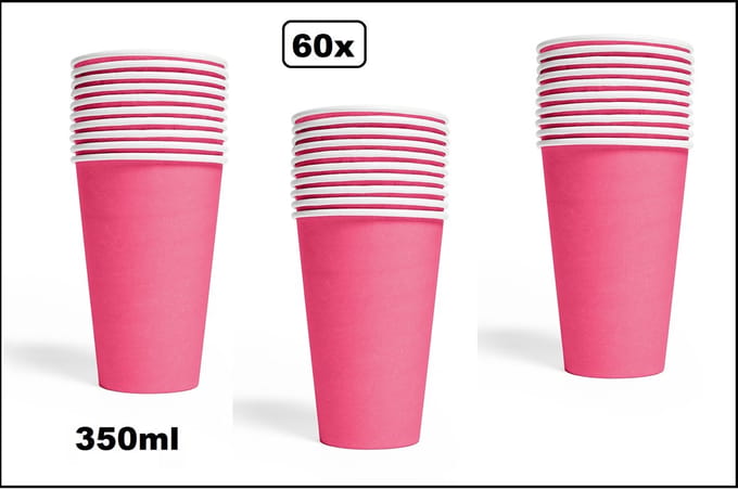 60x Mega beker pink karton 350ml - Drinken drank limonade