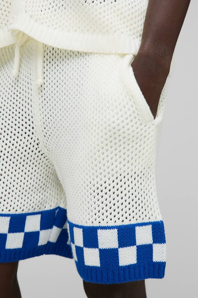 Relaxed Checkered Shorts | Blue | Size Medium