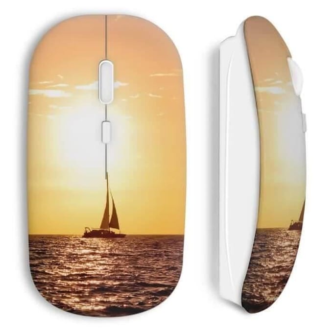 Souris sans fil - MANIACASE - Bateau coucher de soleil - USB WiFi inclus - Compatible Mac et PC