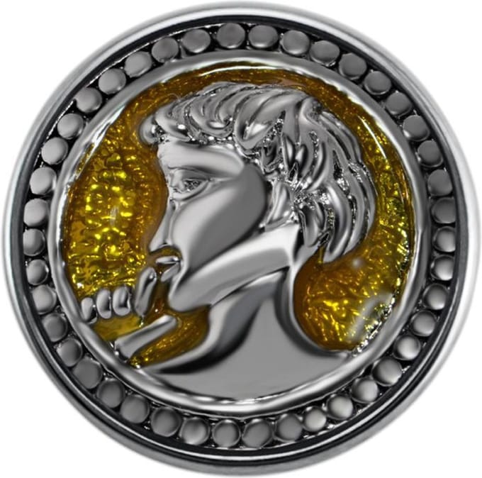 Quiges - Dames Click Button Drukknoop 18mm Portret Geel - EBCM104