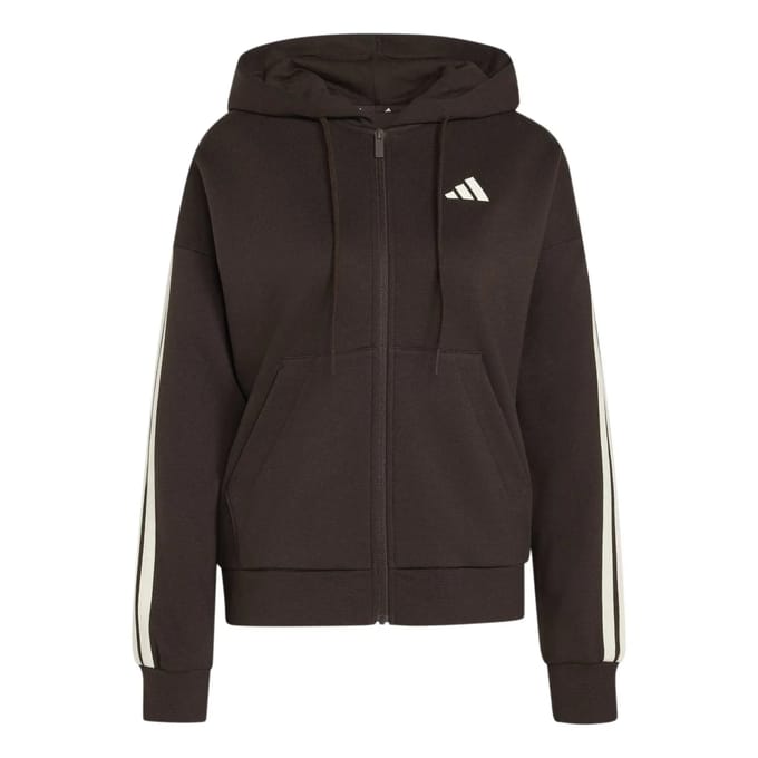 Adidas Essentials 3 Stripes Fleece Sweatshirt Met Rits Bruin S / Regular Vrouw