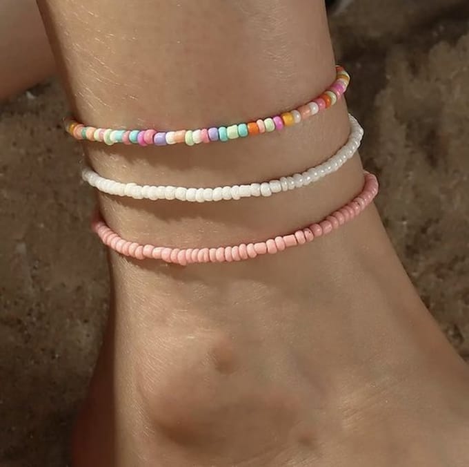 Jomide Enkelbandje Kralen - 3 stuks - Roze/Wit/Multi