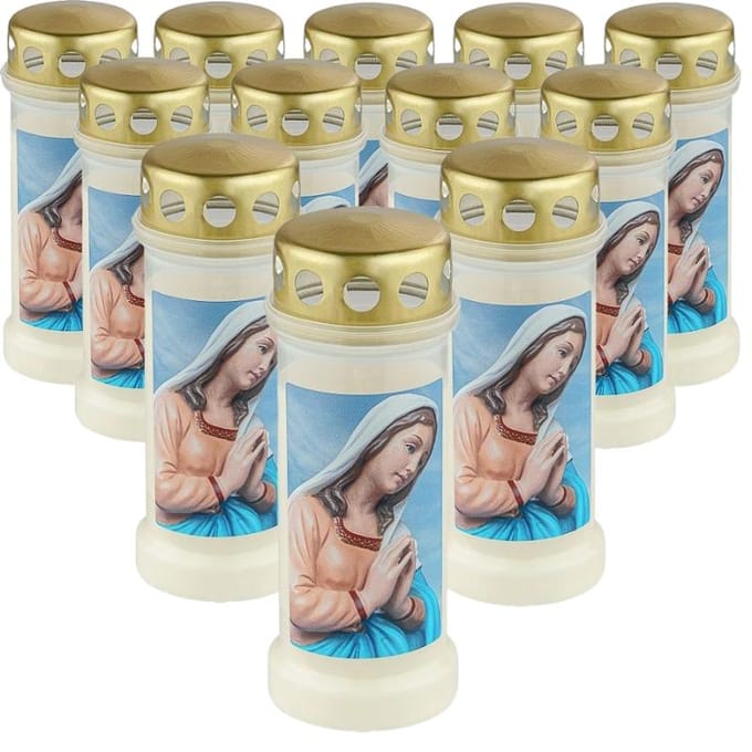 Lanterne Bougie Marie Prieuse Bolsius avec Couvercle en Métal 70h 12 Pièces