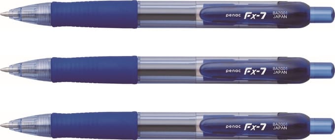 Penac FX-7 - 3-Pack - Gelpennen - Gel inkt balpen - Blauw - 0.7 mm