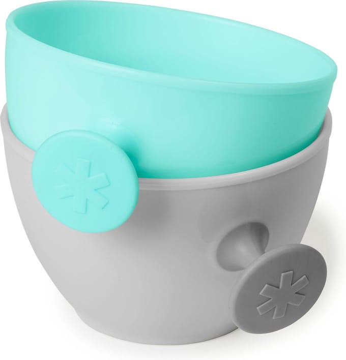 Skip-Hop Easy-Grap Kom - Met Handgreep - Grijs/Groenblouw - 2 Stuks