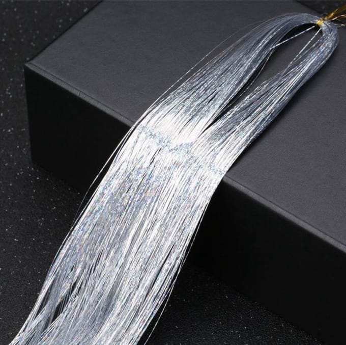 Hiden - Glitter Haar Extension - Feest accessoire - Haarstyling - Haar accessoires - Cosplay - Zilver