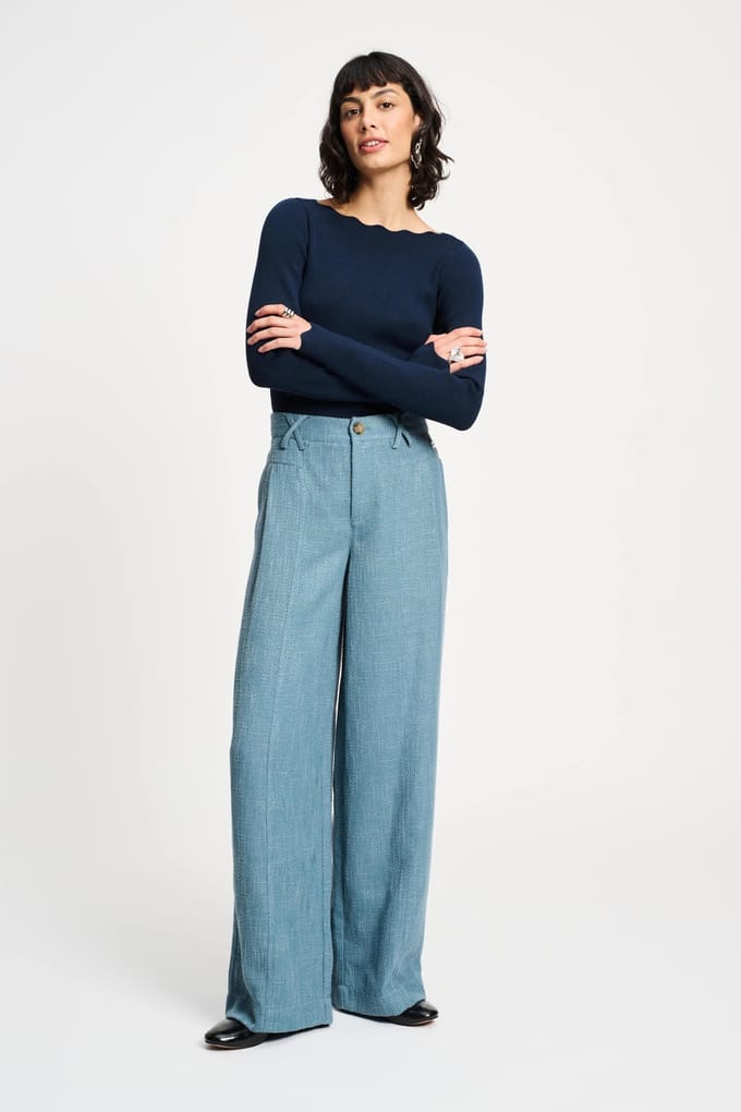 POM Amsterdam Pants - Bouclé Dawn Blue Taglia: 38 | Pantaloni da completo Outlet | Donna | Blu