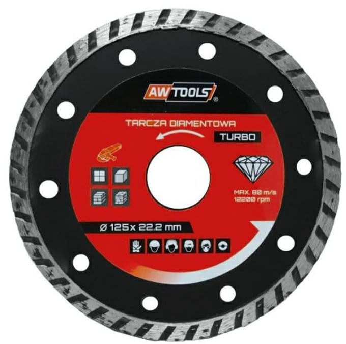 Awtools Turbo Serie - Diamantzaagblad - 300mm - Turbo Segment - Voor Droogzagen