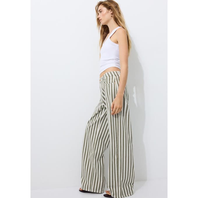 Stradivarius D91 jeans low-rise wide-leg keper  Kaki 44