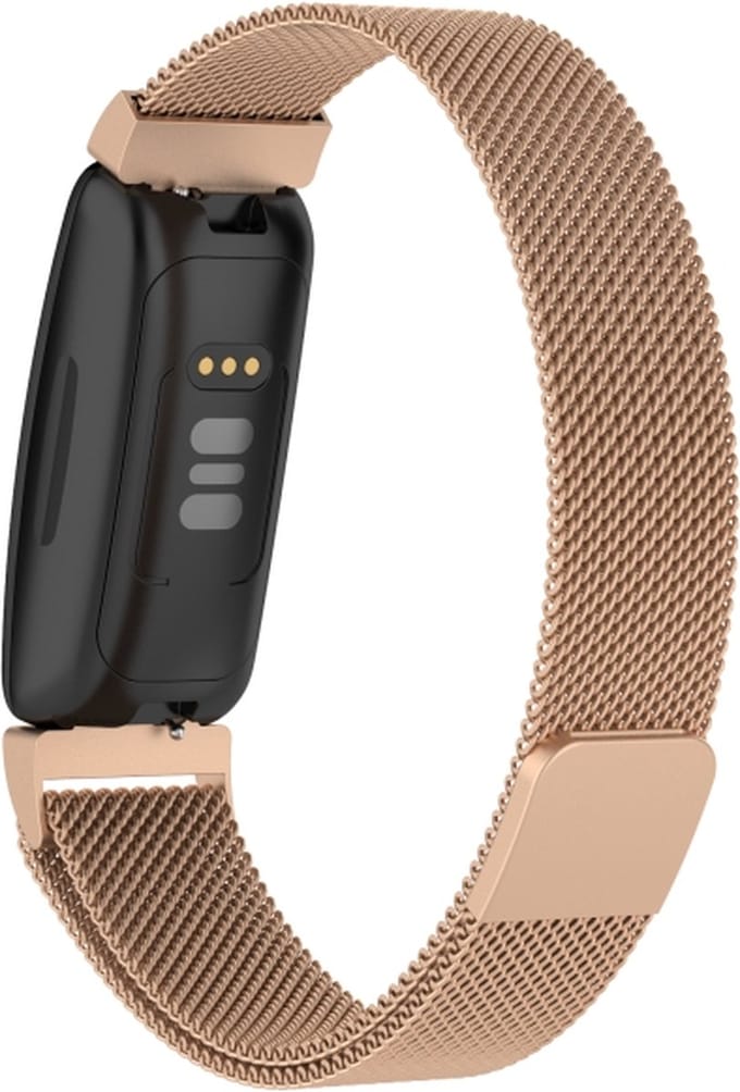 Milanees bandje - geschikt voor Fitbit Inspire 2 / Ace 3 - maat M/L - rosegoud
