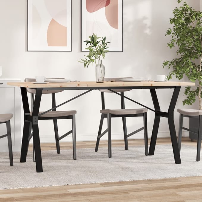 vidaXL - Eettafel - Y-frame - 140x80x75,5 - cm - massief - grenenhout - en - staal