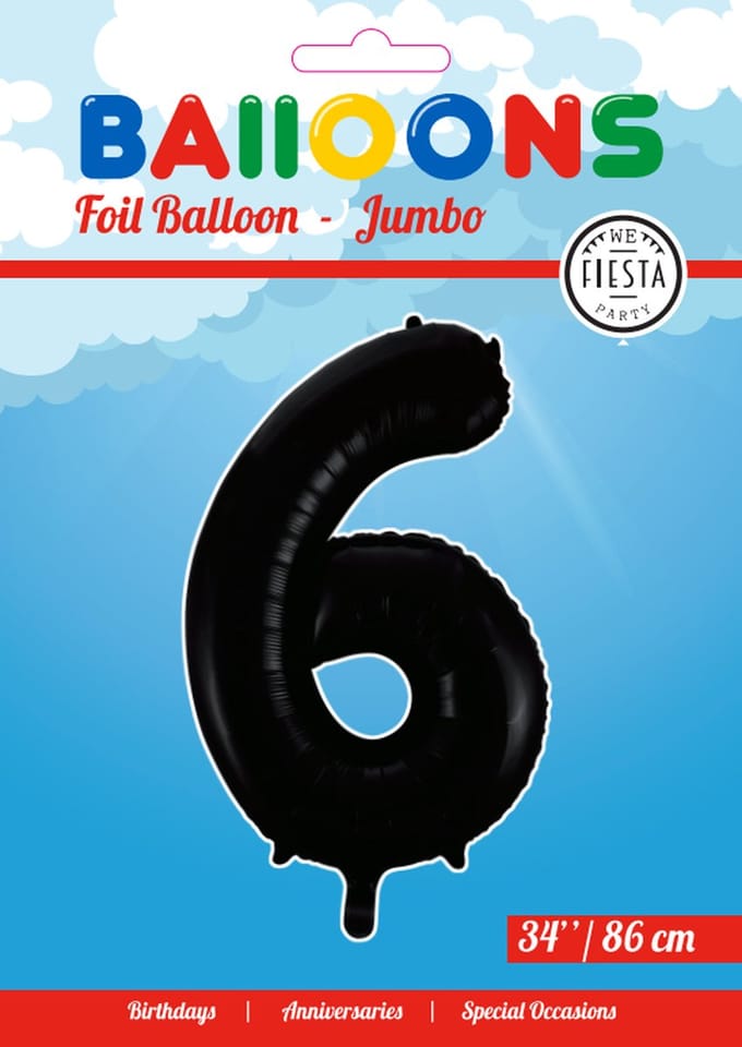 Folieballon 34" nmr. 6 - Zwart