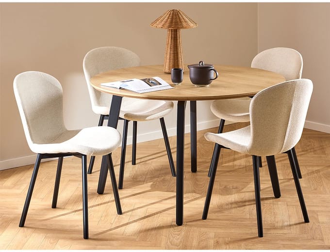 Cadiz eethoek tafel met 4 stoelen natuur, beige.