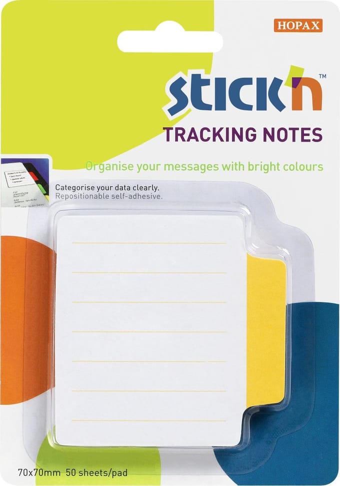 Stick'n Bladwijzer - Bookmark - Sticky Notes - 70x70mm - Gelinieerd - 50 Index Tabs