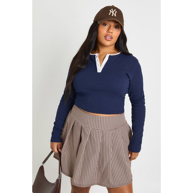 boohoo Dames Plus Check Plooirok | Maat: 52