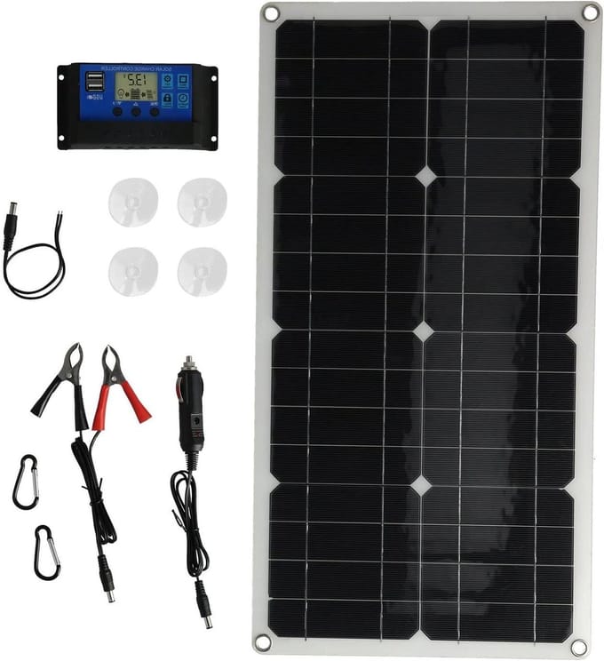 Zonnepaneel Kit - Acculader Set - Energie Opladen - Hoge Conversie Efficiëntie - 54x28cm Paneel