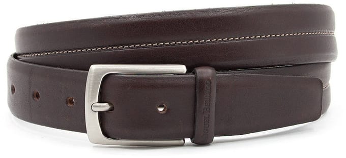 Herenriem bruin - Basic leren riem 3cm mooi afgerond - Stiknaad in het midden - Leer - Basic riem - Verstelbaar - Maat 85