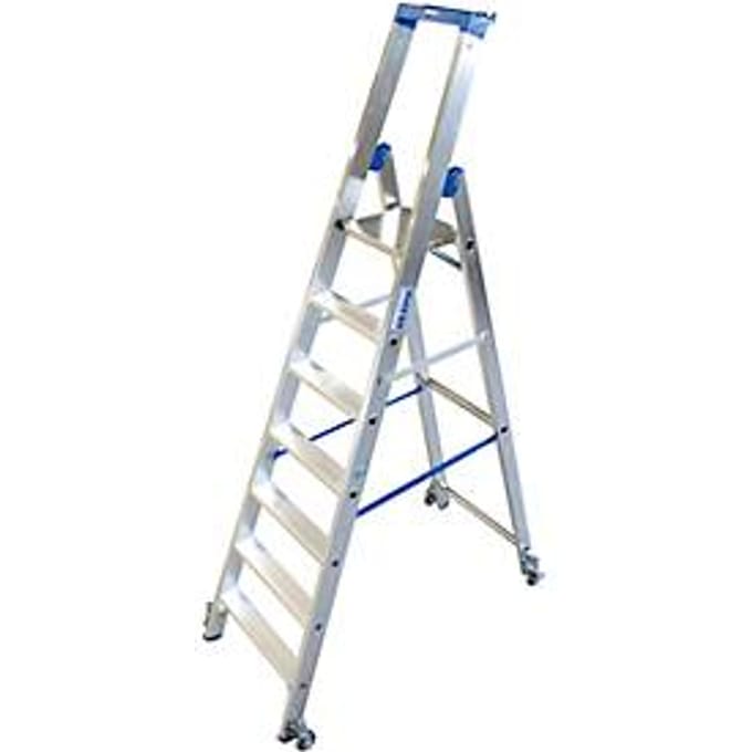 Aluminium trapladder, verrijdbaar, 7 treden
