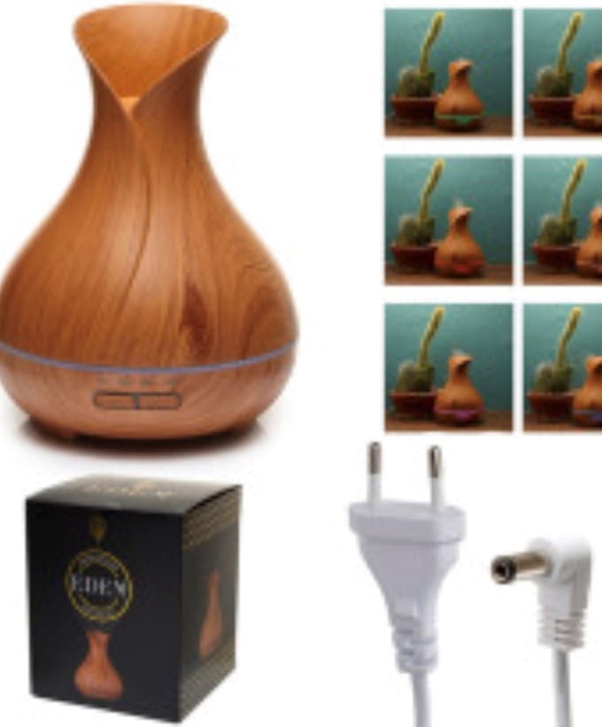 Eden Aroma Diffuser - Luchtbevochtiger - Houtlook - Met licht