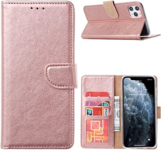 Cityhoesje - iPhone 16 Pro Book Case – Hoesje – Magneetsluiting – Roségoud