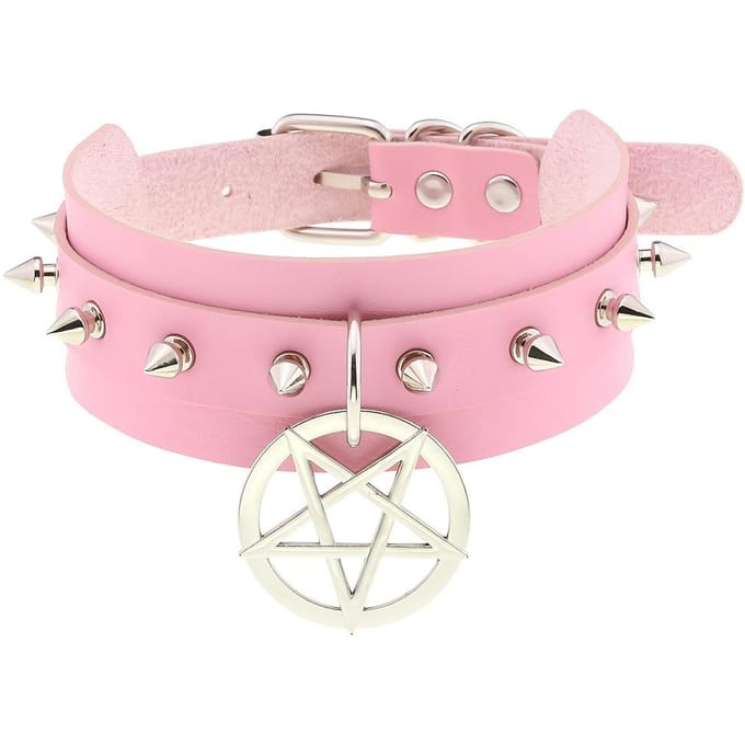 Y2K Gotische Punk Ster Hanger Choker Verstelbaar, Mode Ketting Voor Dagelijks Gebruik & Feesten Halloween Carnavals Accessoire pink