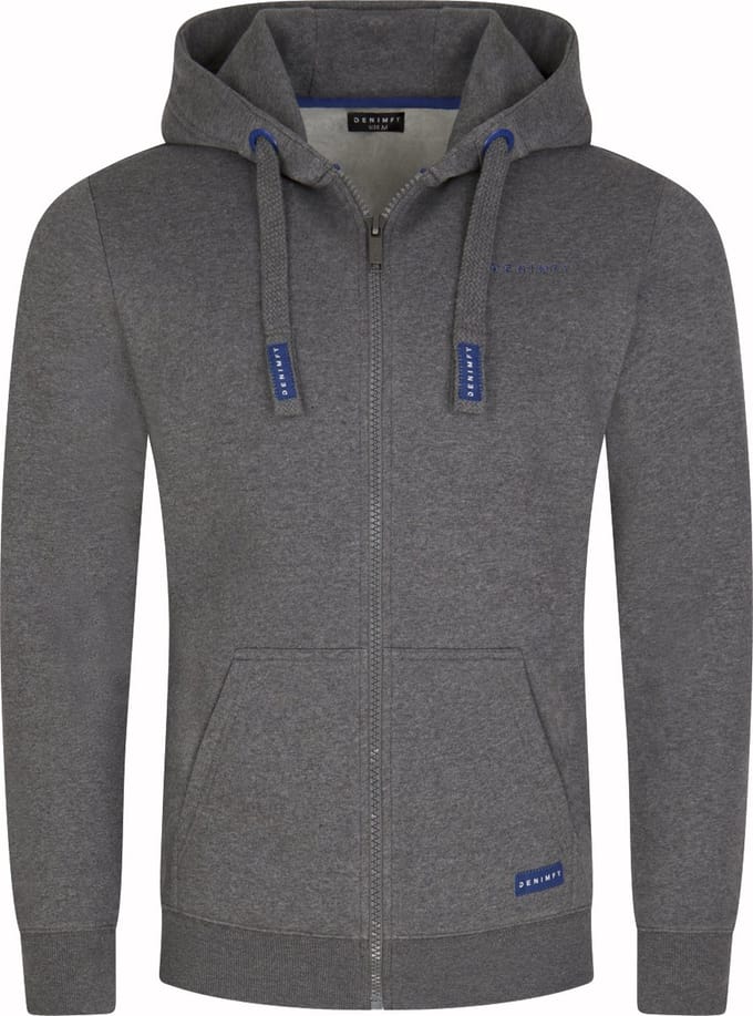 DENIMFY Heren Sweatjack DFLeo regular fit Grijs S Volwassenen Hoodie Capuchon Sweatshirt