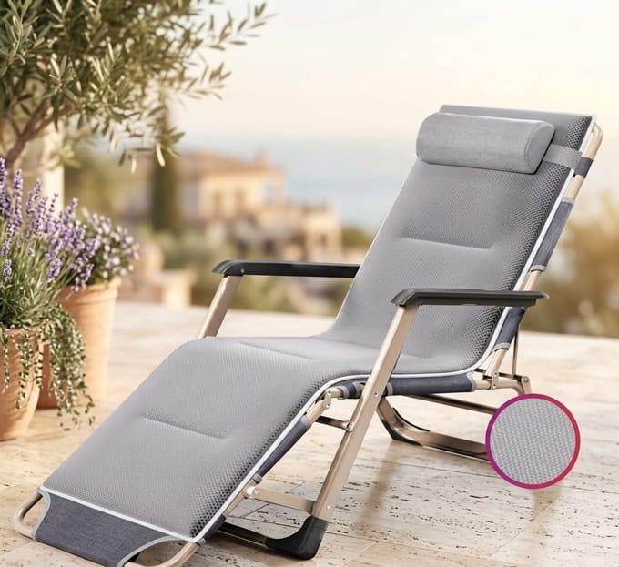Luxe Opvouwbare Relax Ligstoel 178x65x25 cm Verstelbare Zero Gravity Balkon Tuin Camping Ligstoelv – Casa Dorada