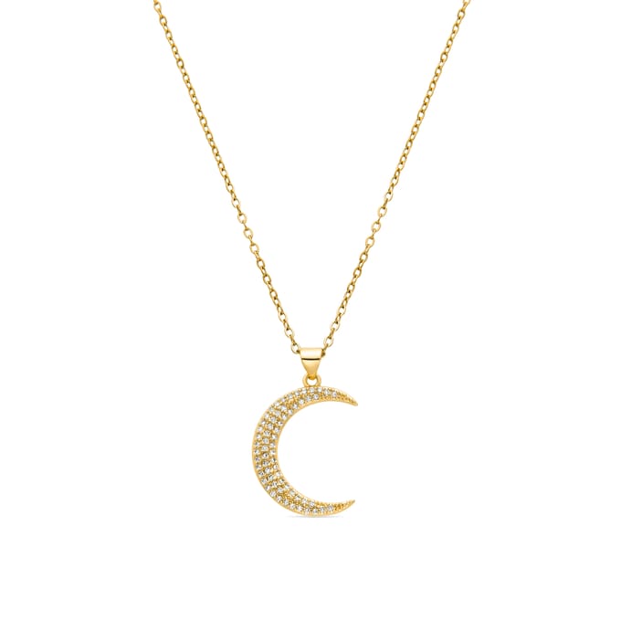 Luxeketting met glanzende zirkonia 18K goud afwerking - Deoko