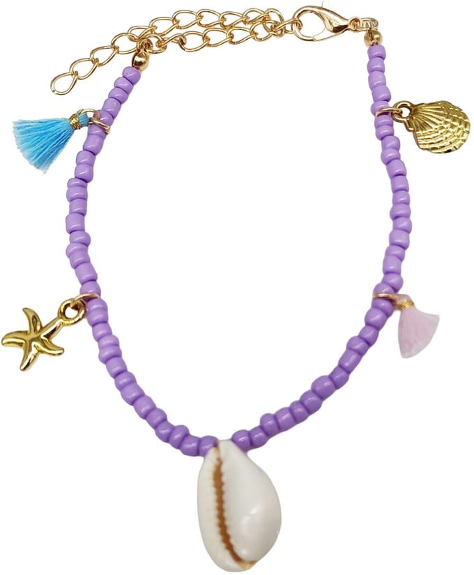 Armband - enkelbandje - paars - verstelbaar 17-24 cm