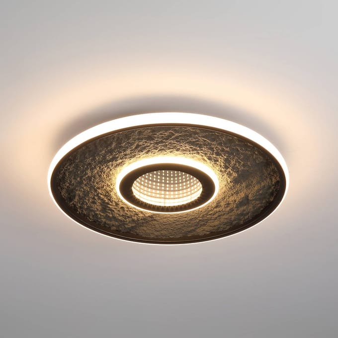 Searchlight LED plafondlamp Lumadisc, zwart, Ø 41 cm, metaal/siliconen