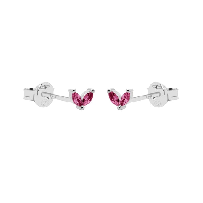 Karma Oorknoppen Tiny Double Leaves Ruby