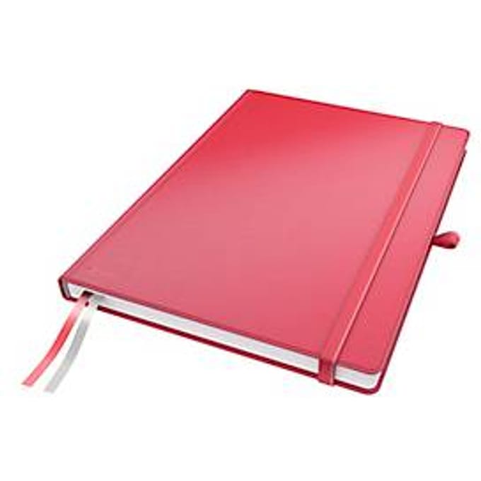 Leitz Complete notitieboek, A4-formaat, 80 geruite vellen, gebonden met harde kaft, lederlook, FSC®-gecertificeerd, rood