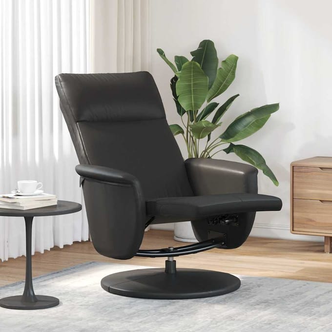 vidaXL - Fauteuil - verstelbaar - met - voetensteun - kunstleer - zwart